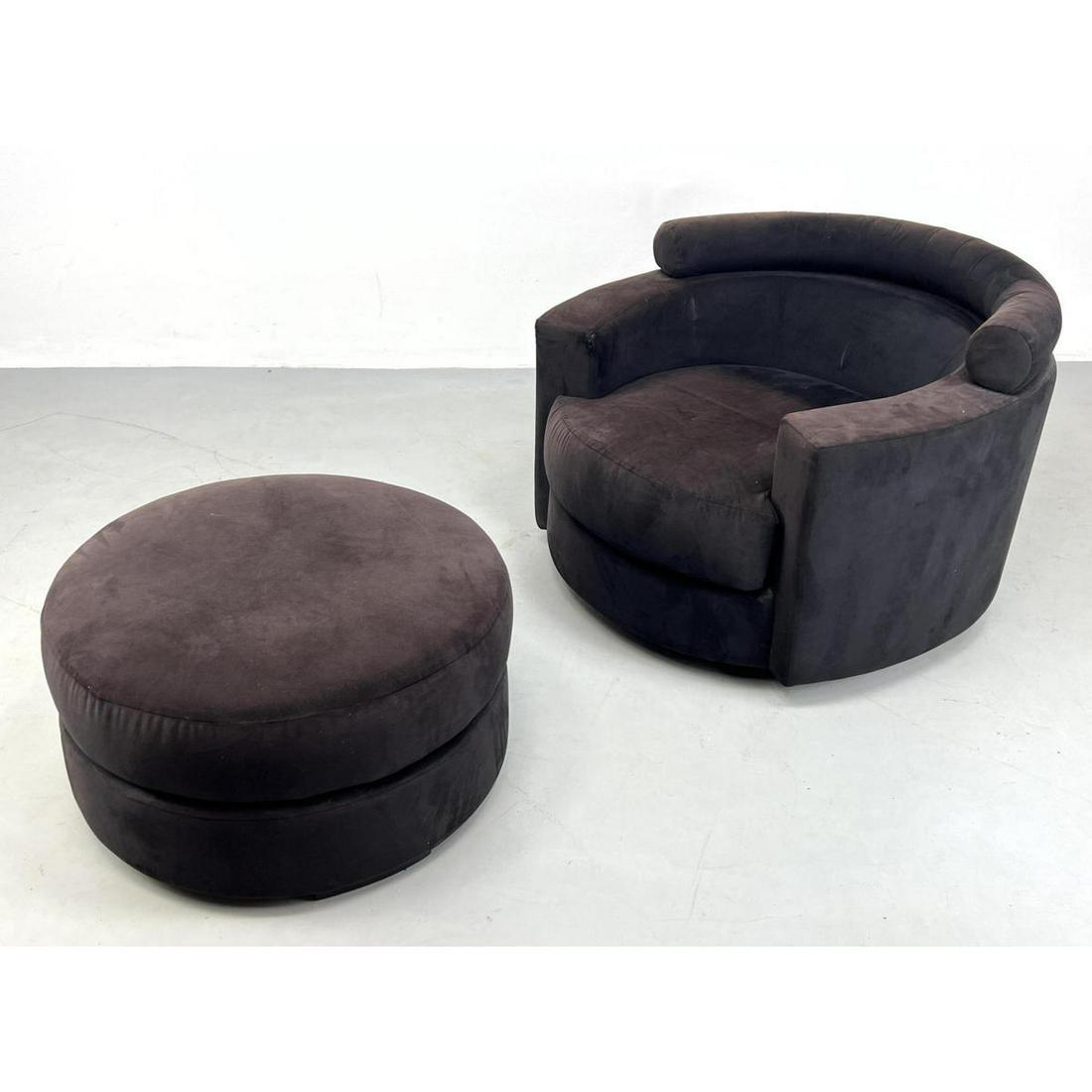 ROCHE BOBOIS Lounge Chair Ottoman. Swivel Circular form (1 of 15)