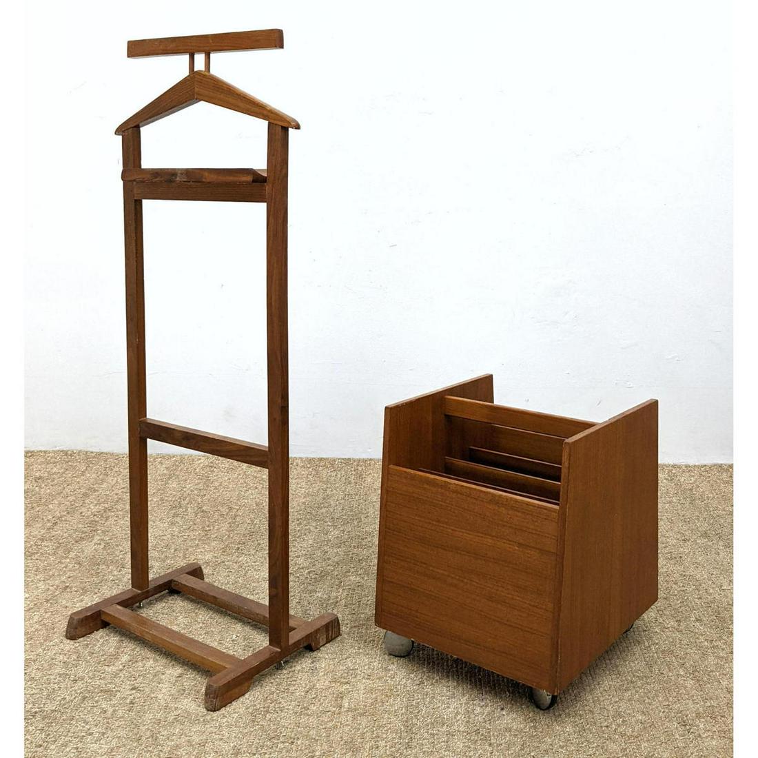 2pc Modern Wood Pieces. Skovby style Rolling teak magaz (1 of 10)