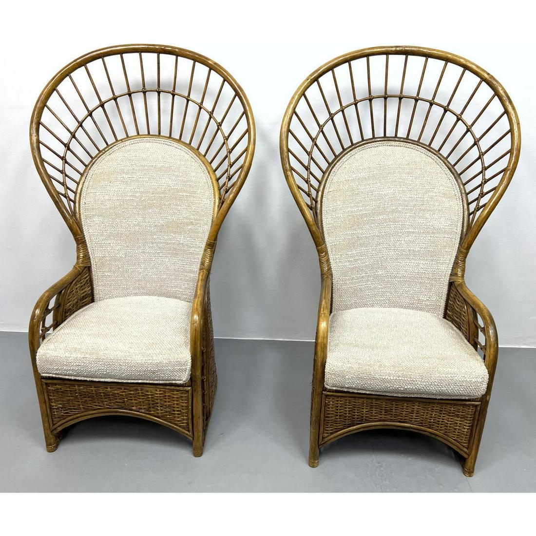 Pr FORT SMITH Porter Chairs. Large rattan fan back chai (1 of 13)