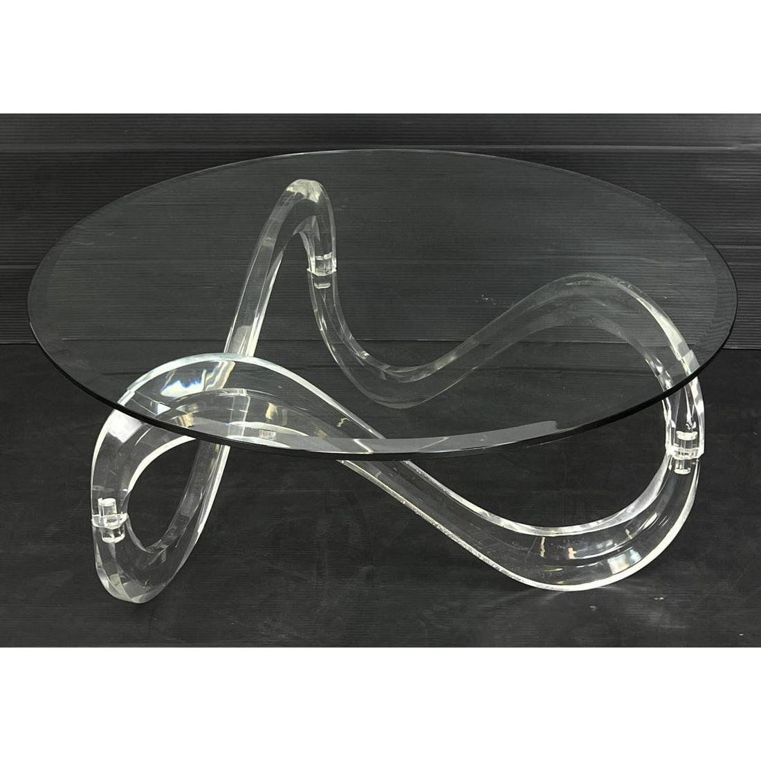 Mid Century Modern Lucite Coffee Table. Acrylic ribbon (1 of 8)