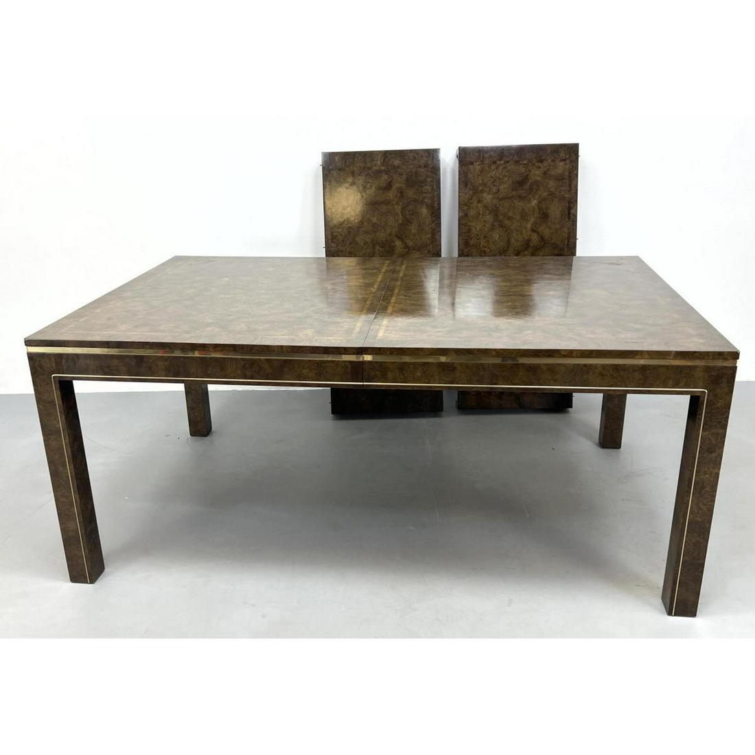 MASTERCRAFT Burl Wood Modernist Dining Table. Brass Tri (1 of 18)