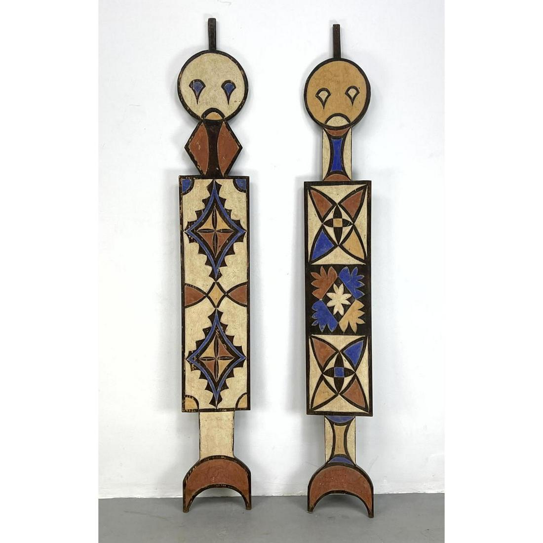 2pc Painted Wood Tribal Totem style Panels. (1 of 11)