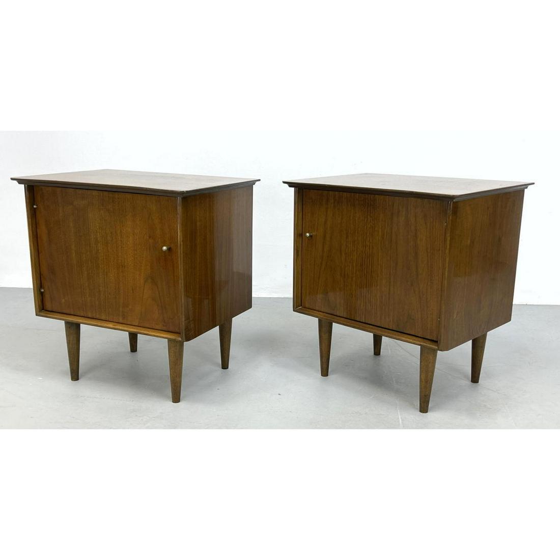 Pr American Modern Walnut Side Tables Night Stands. Eac