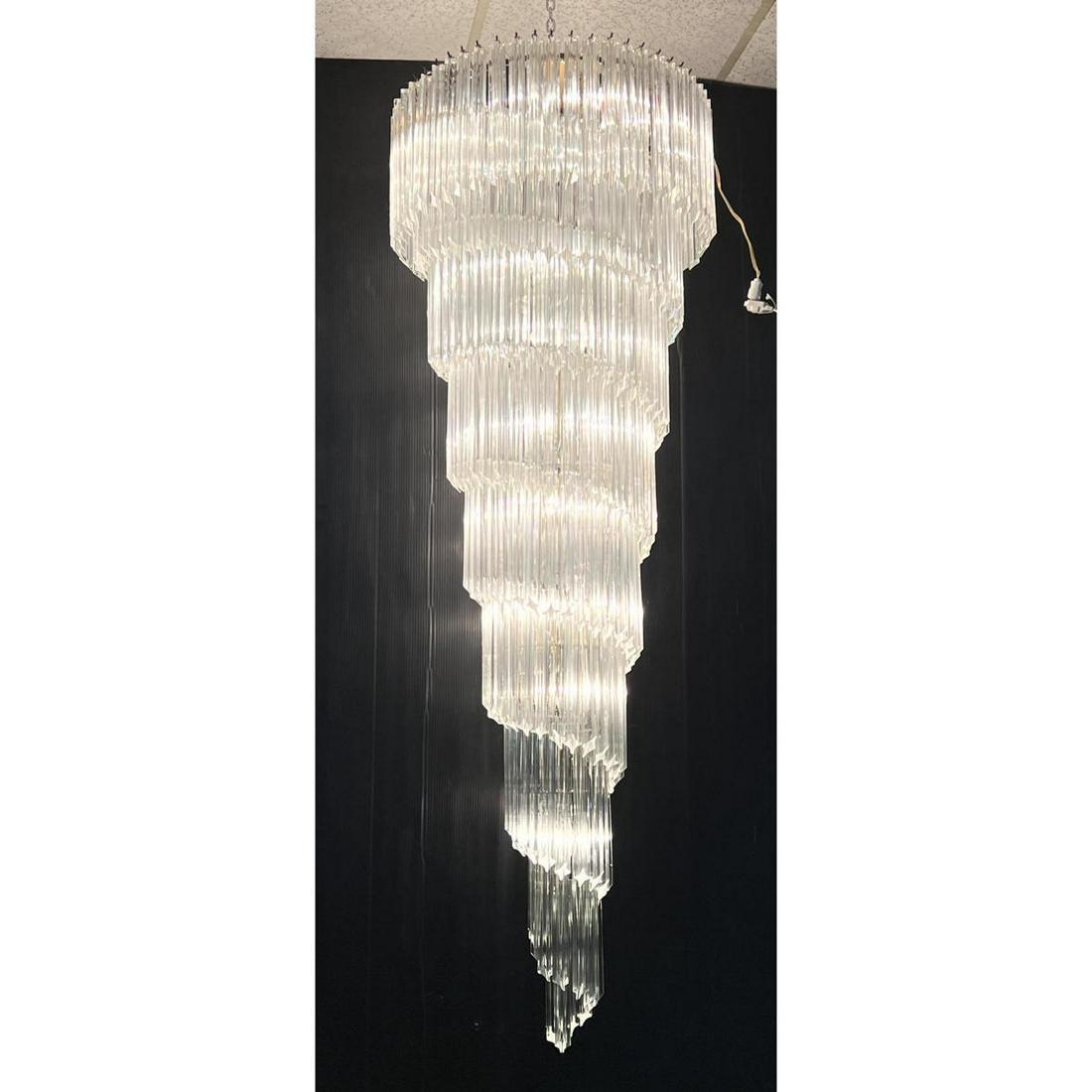 Very Large Camer Glass Spiral Chandelier. Venini Style. (1 of 12)