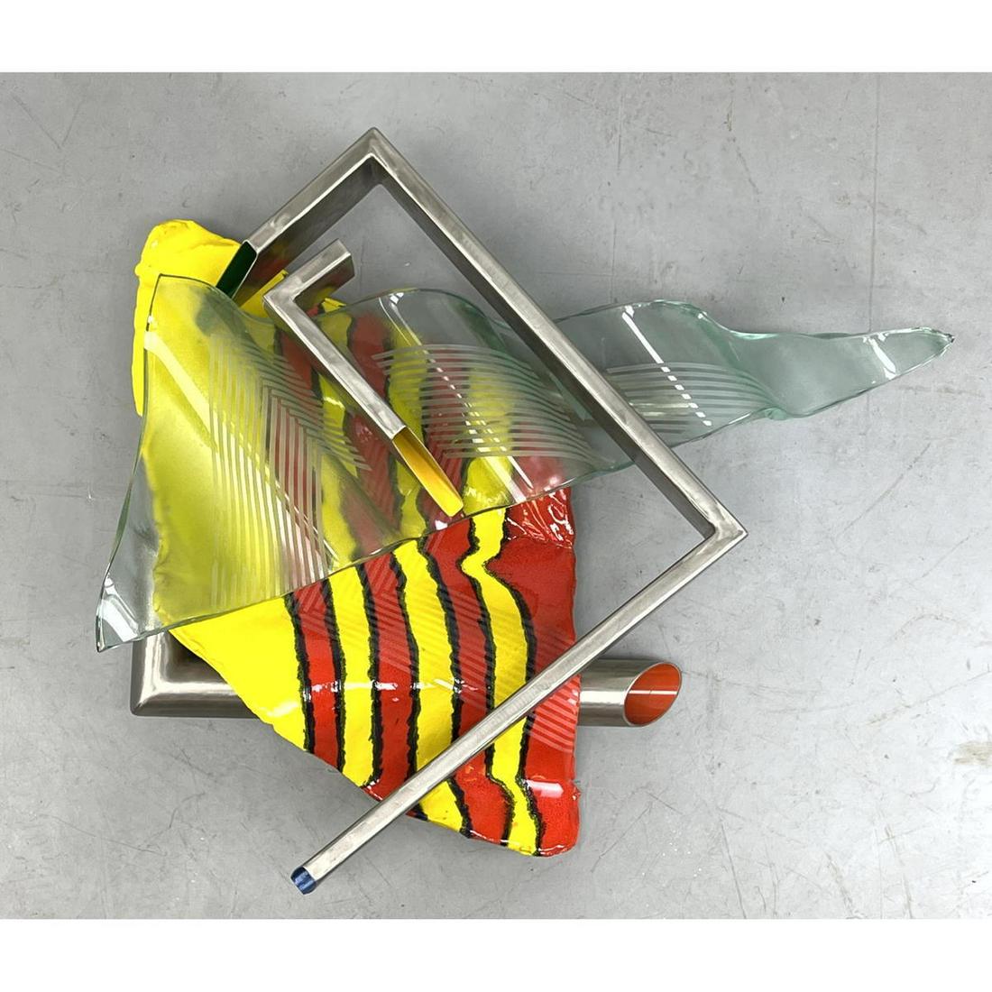 Large Abstract Modern Wall Sculpture.  Steel, Glass and (1 of 11)