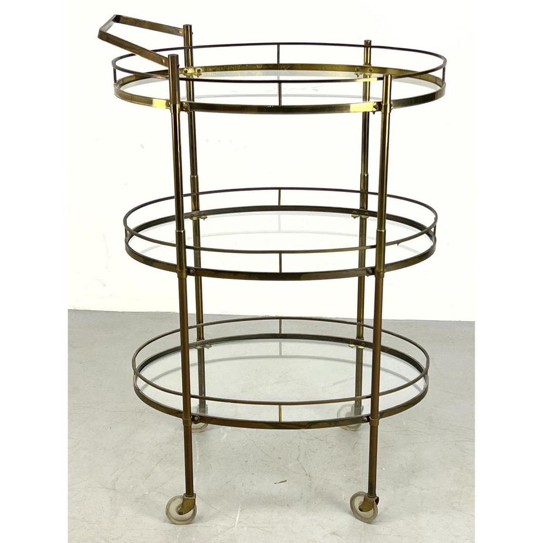 Tall Italian Style Brass and Glass Bar Cart Server. 3 O (1 of 8)