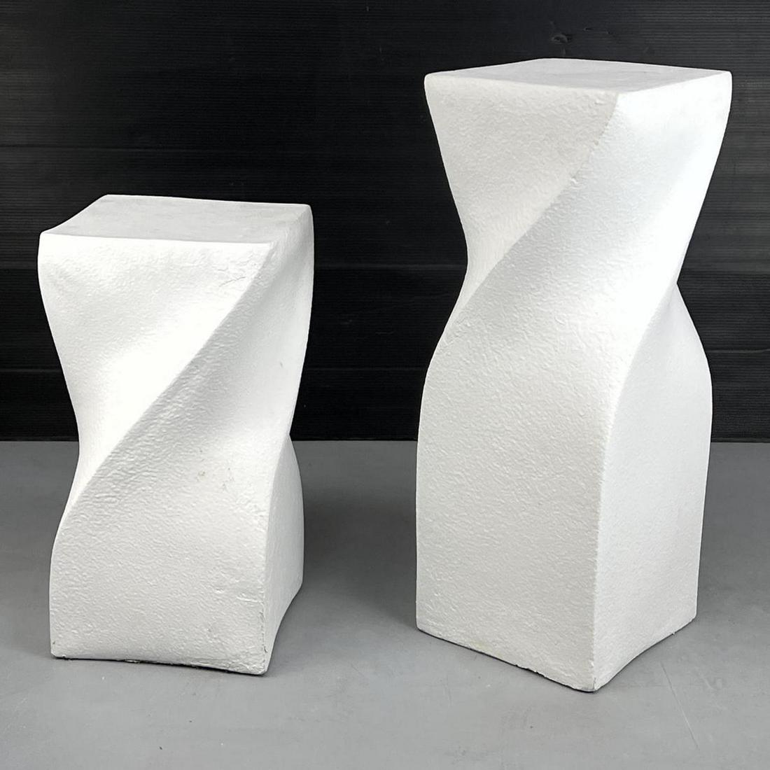 Pr white twisted pedestals. Painted textured plaster. (1 of 10)