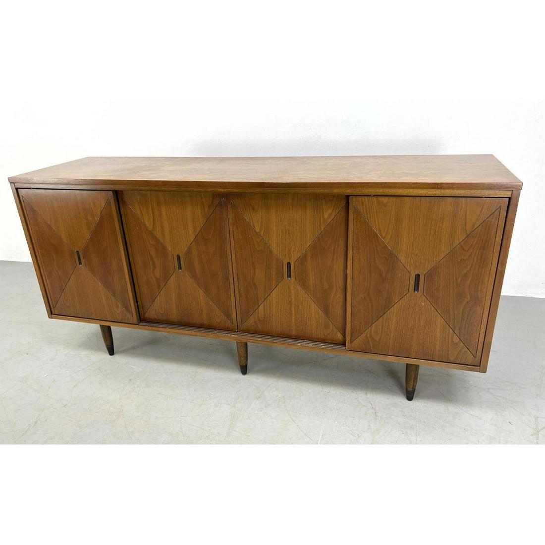 American Modern Walnut Credenza. Inlaid Sliding Doors w (1 of 13)