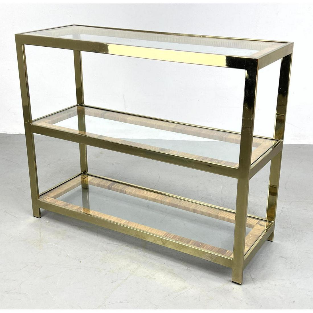 Milo Baughman brass, rattan and glass Žtagre: Milo Baughman brass, rattan and glass Žtagre Dimensions: H: 32 inches: W: 40 inches: D: 14 inches ---