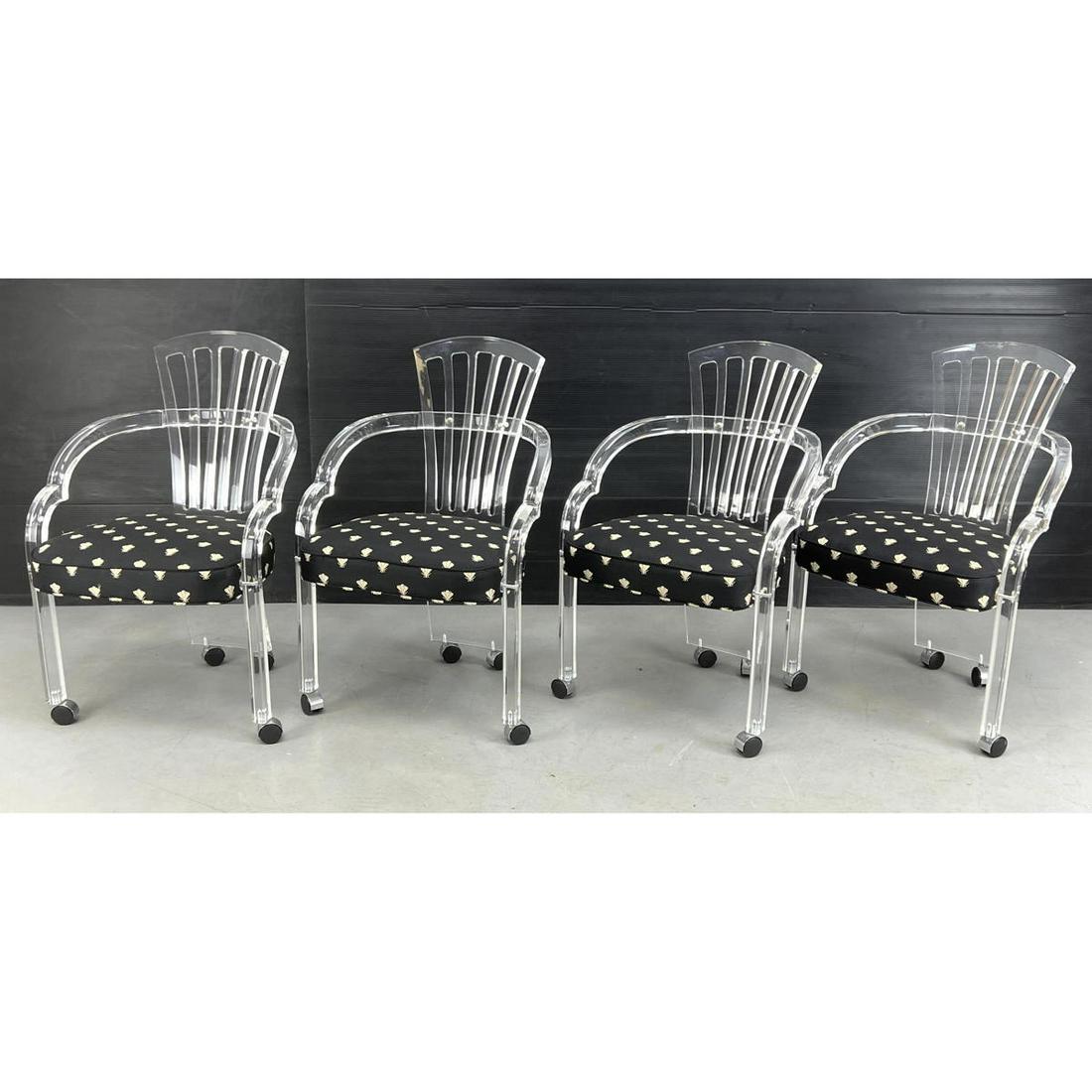 Set 4 Hill Lucite Style Dining Chairs. Pierced Fan desi (1 of 14)