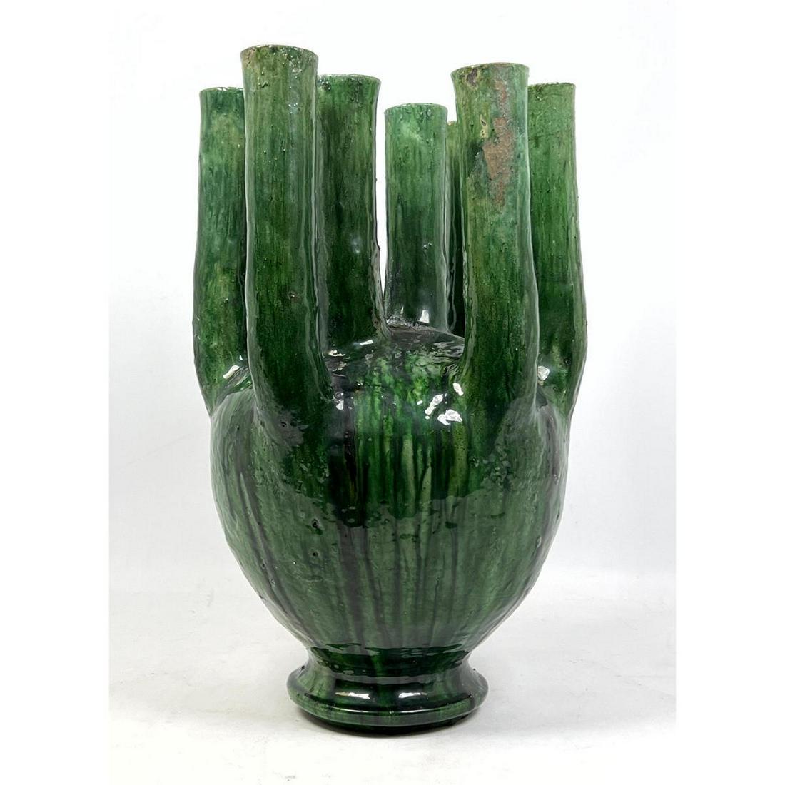 Green Tamegroute Moroccan pottery vase (1 of 8)