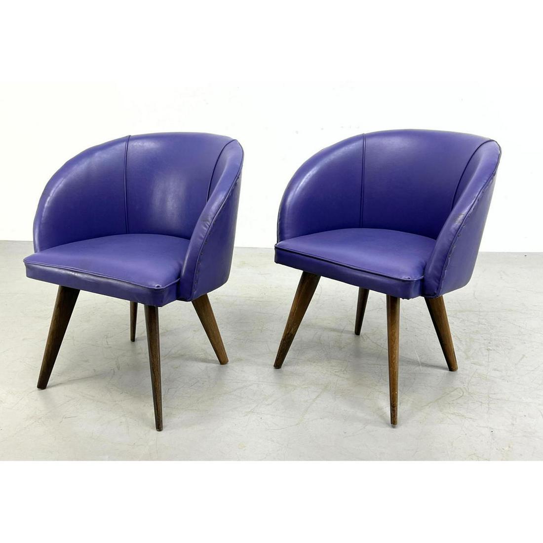 Pr vintage vinyl purple barrel chairs. Studded around b (1 of 11)