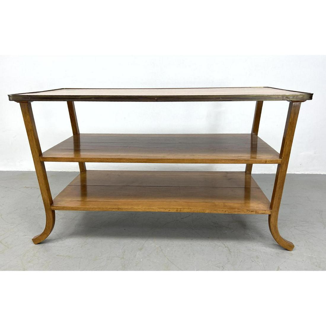 Vintage Three Tier Serving Table. Brass Bound Top Level (1 of 13)