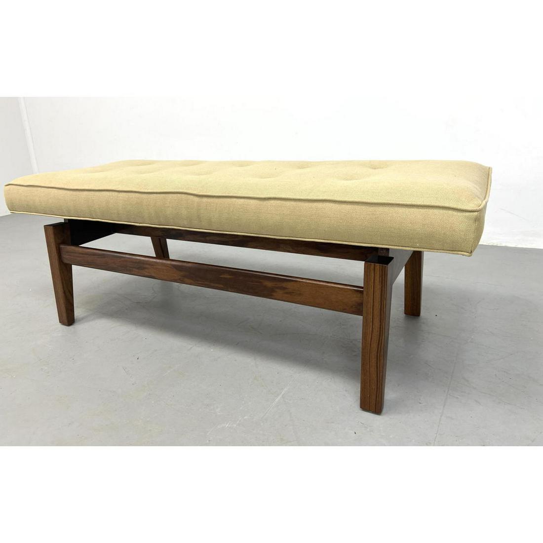 Jens Risom style American Modern Walnut Bench. Tufted U (1 of 6)