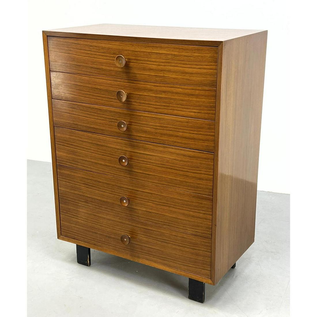 GEORGE NELSON 6 Drawer Chest Dresser. Round Wood Pulls. (1 of 13)