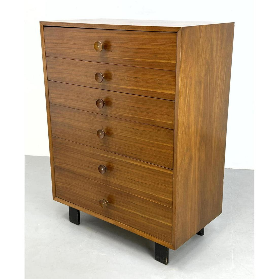 GEORGE NELSON 6 Drawer Chest. Walnut Dresser. Round Woo (1 of 18)