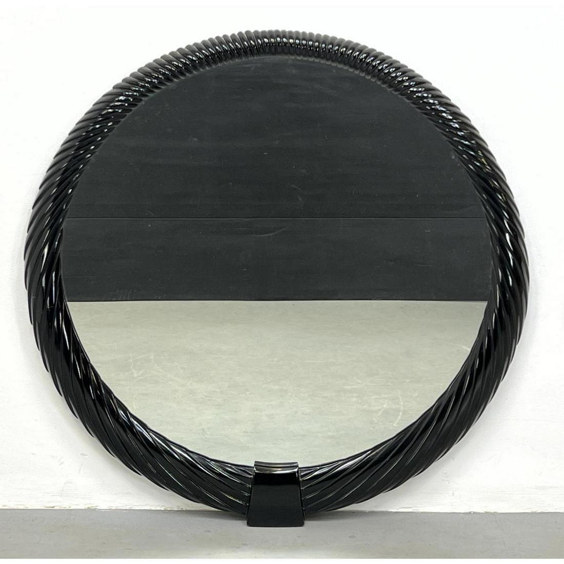 Round Karl Springer style black mirror with ribbed desi (1 of 10)