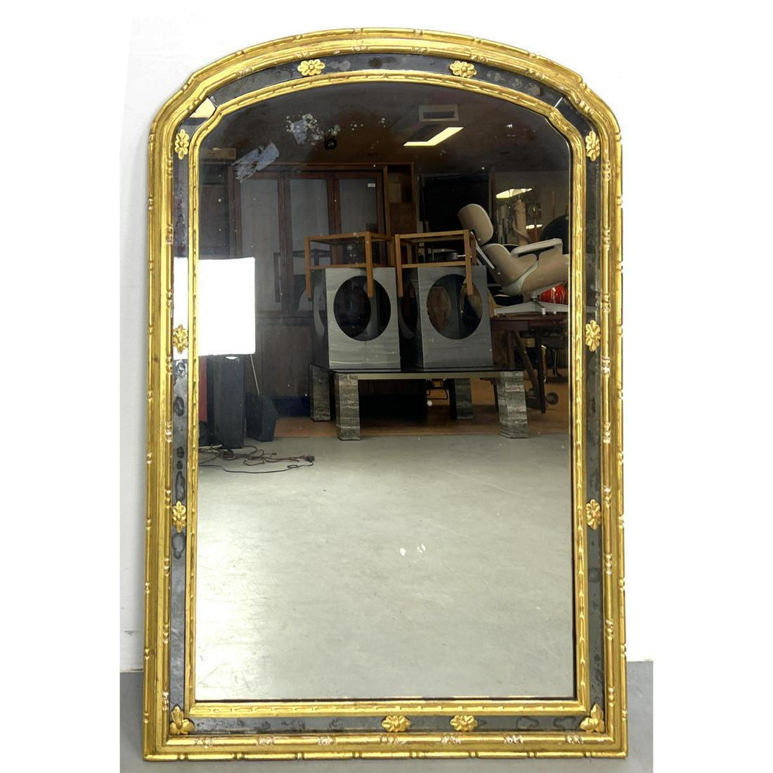 Vintage Gilt Wood Framed Bowed Top Wall Mirror. Gold ro (1 of 7)