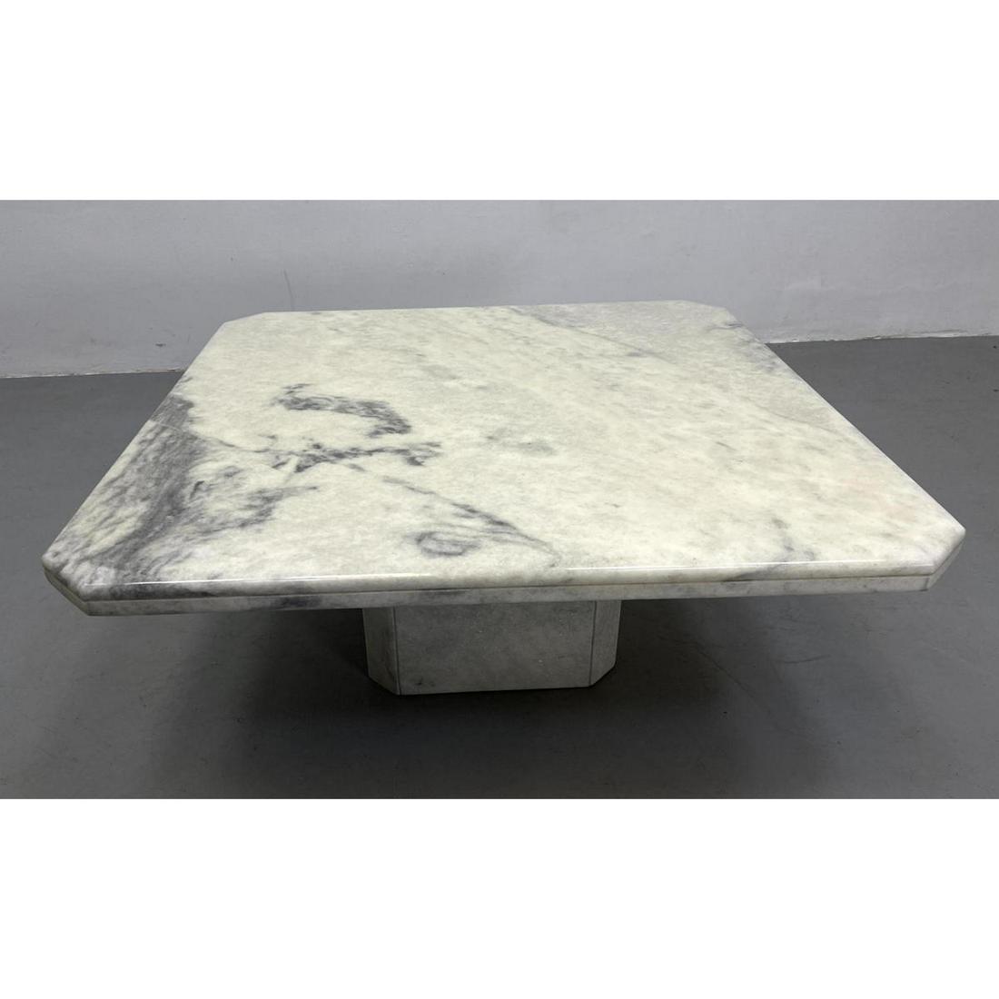 Square Marble Top Pedestal Base Coffee Table. Notched c (1 of 8)