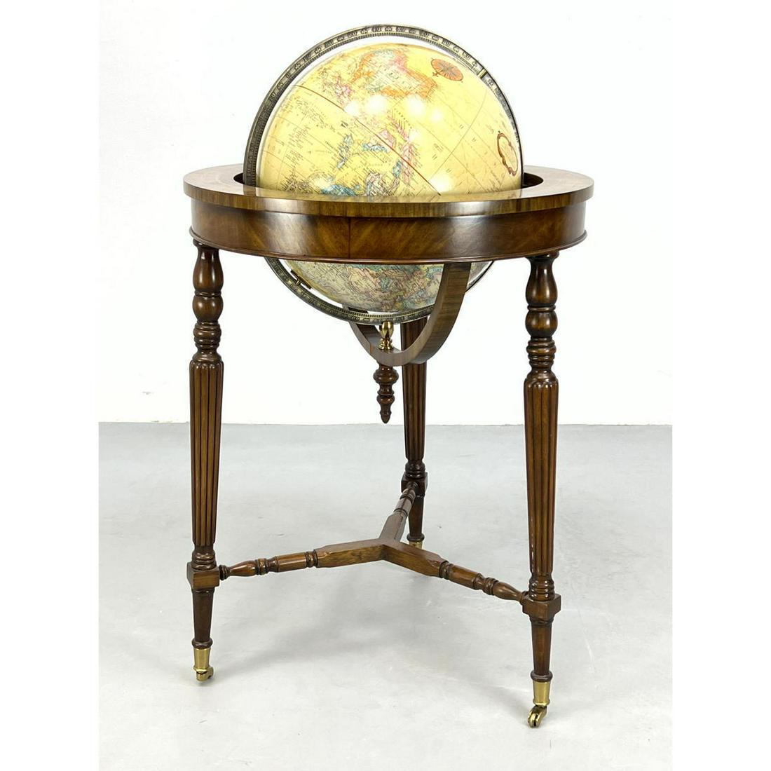 REPLOGUE GLOBE Mounted in Inlayed Wood Base Stand. (1 of 10)