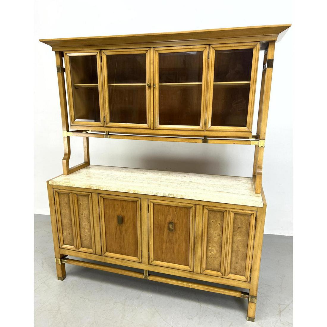 JL Metz Furniture Travertine Top Hutch Credenza Cabinet: JL Metz Furniture Travertine Top Hutch Credenza Cabinet. Dimensions: H: 67 inches: W: 56 inches: D: 19 inches ---