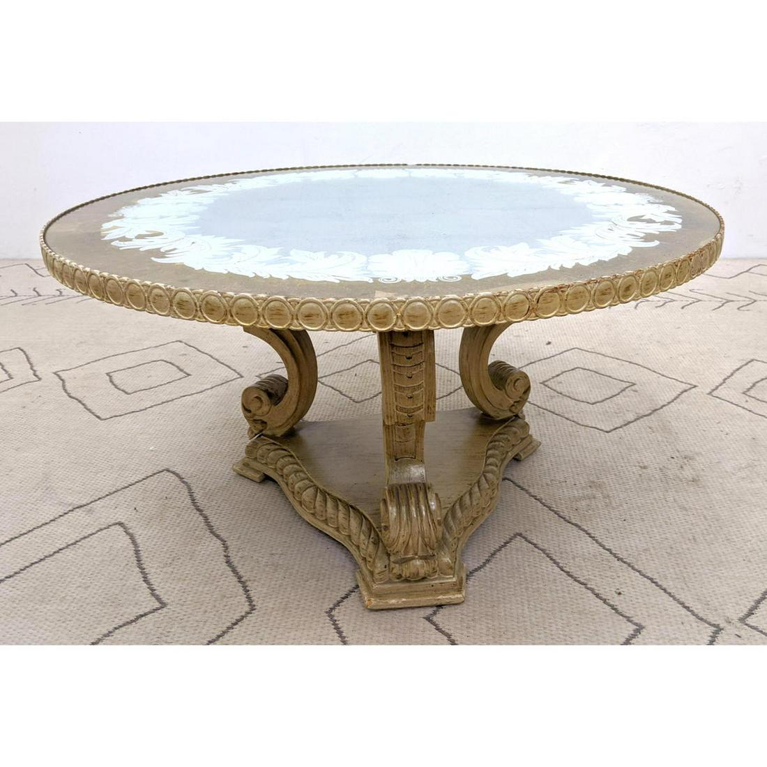 Decorator Eglomise Glass Top Coffee Cocktail Table.  Pa (1 of 11)