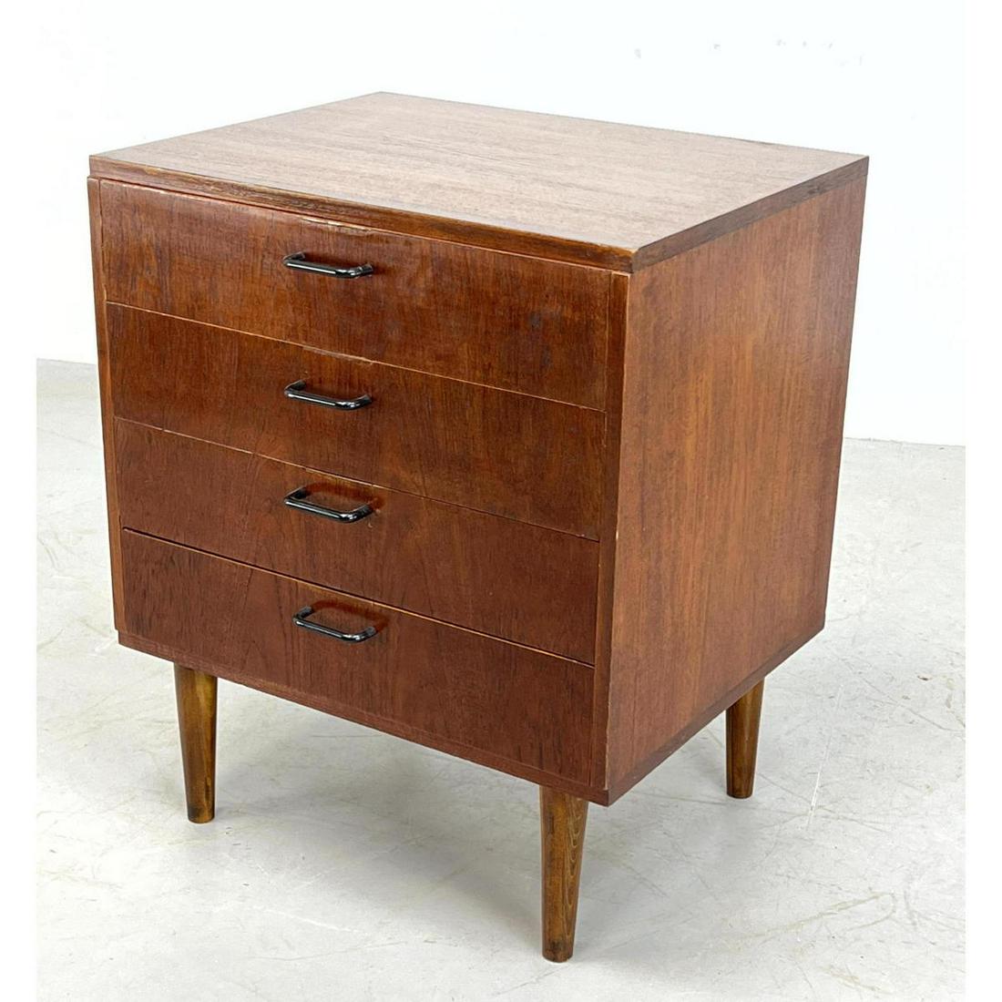 Small Walnut 4 Drawer Night Stand. Tall End Table. Meta (1 of 9)