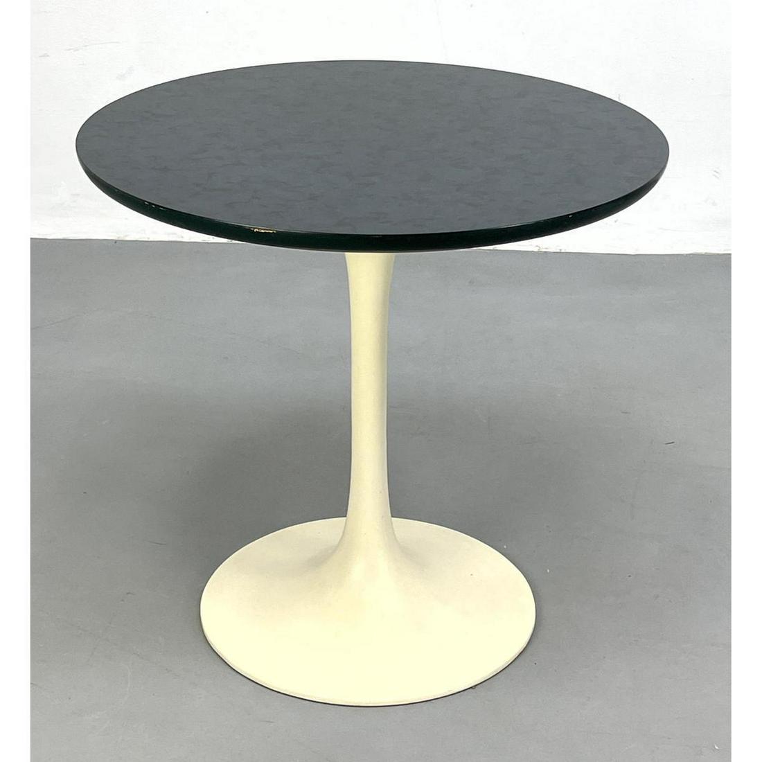 BURKE Tulip Side End Table. Round faux marble laminate (1 of 11)