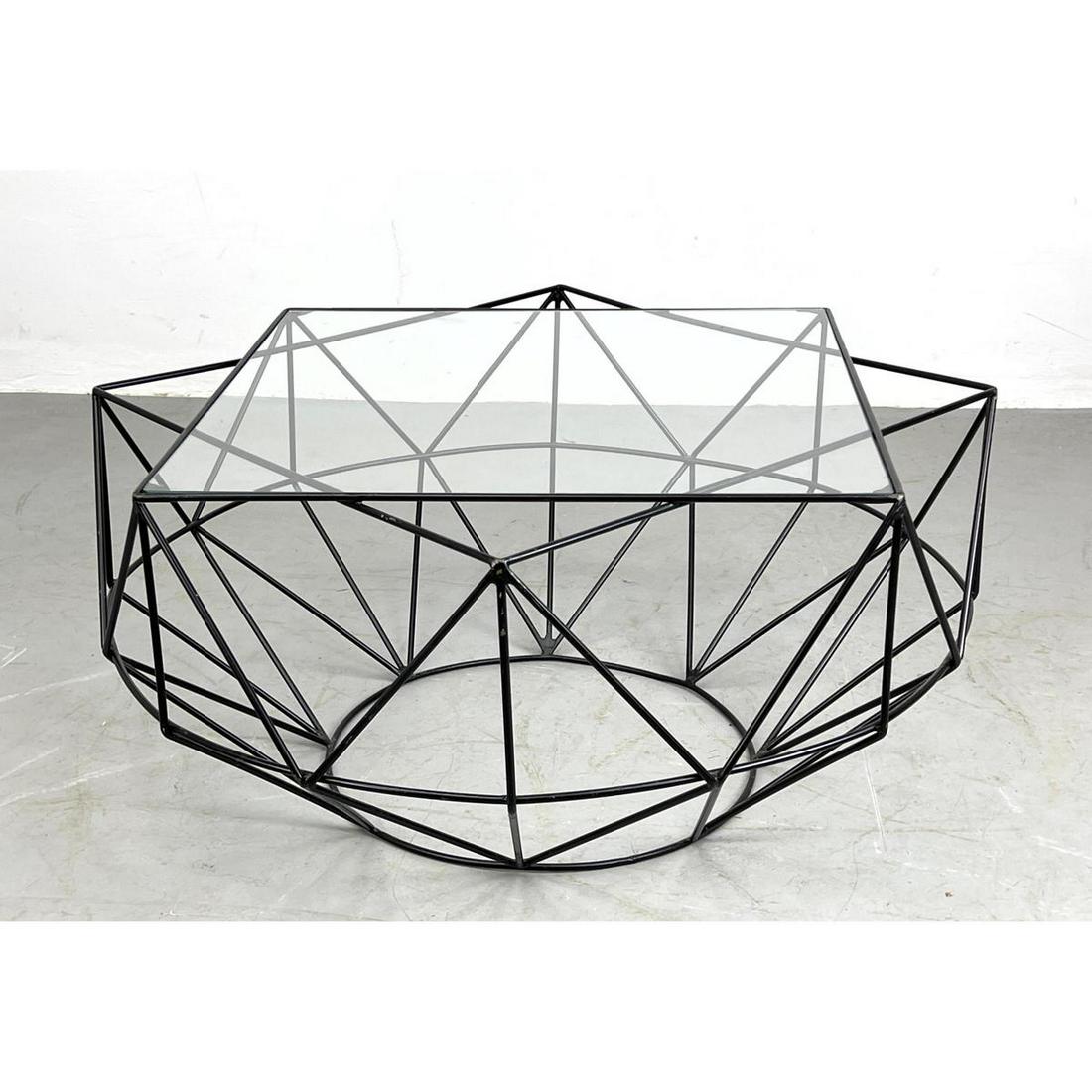 Black Painted Metal Rod Cocktail Coffee Table. Square G (1 of 8)