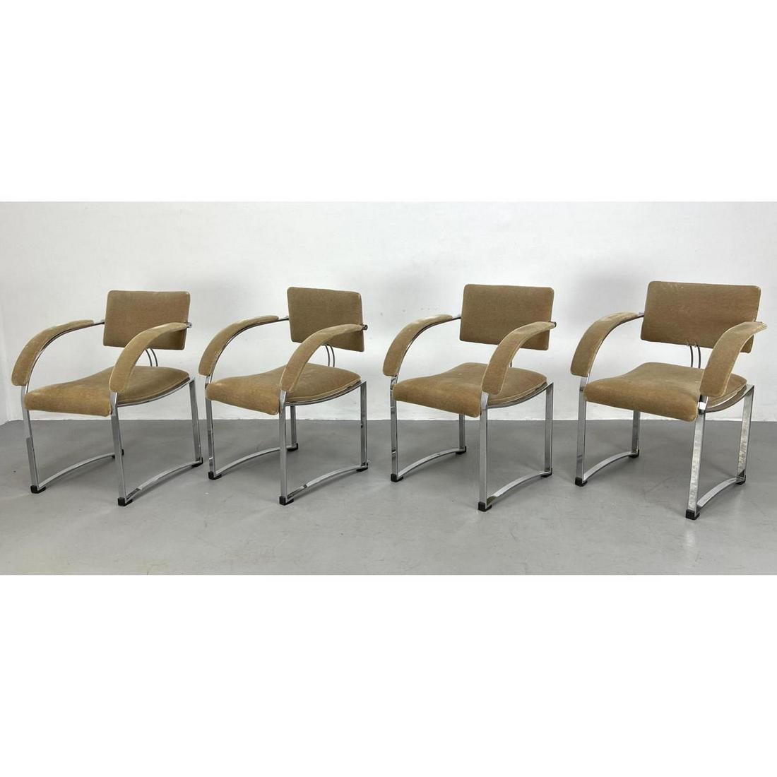 Set 4 SAPORITI ITALIA Chrome Arm Chairs. Labels (1 of 19)