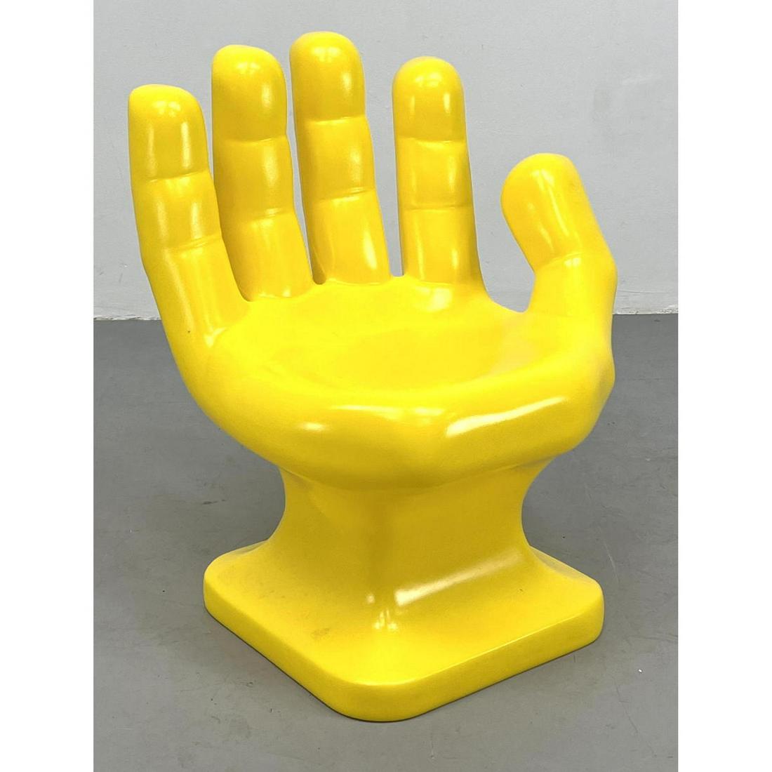 Yellow Plastic Hand Chair. Hand shaped chairs. (1 of 8)