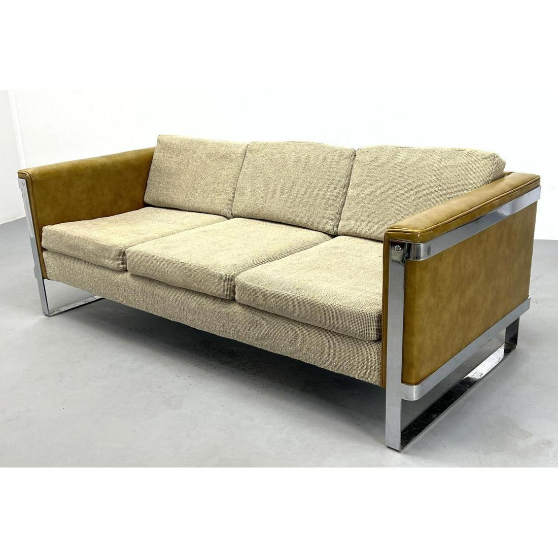 Milo Baughman Attributed Chrome Frame Modernist Sofa. G (1 of 14)