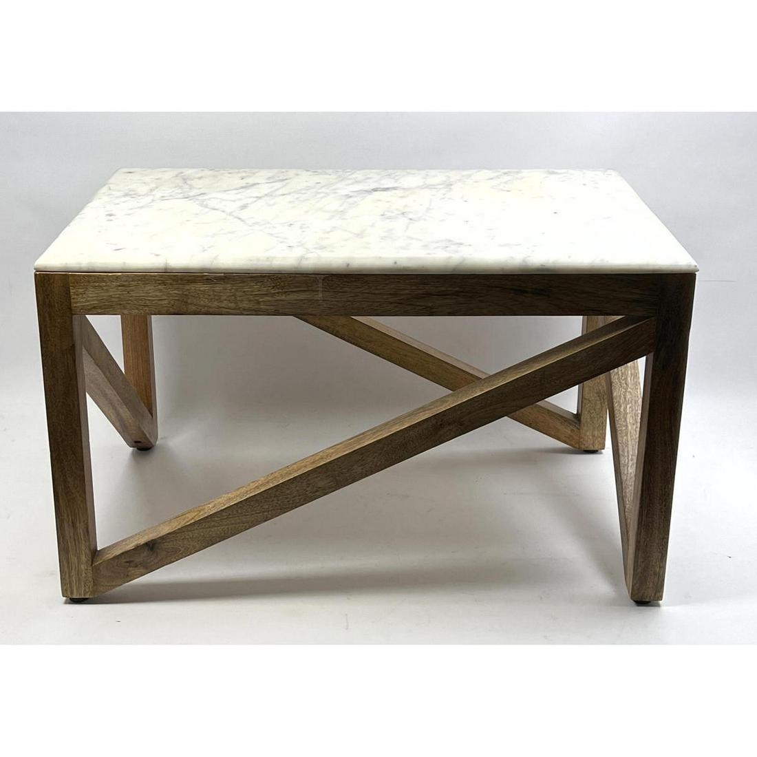 Small Marble Top Table. Cleverly constructed Wood Base. (1 of 8)