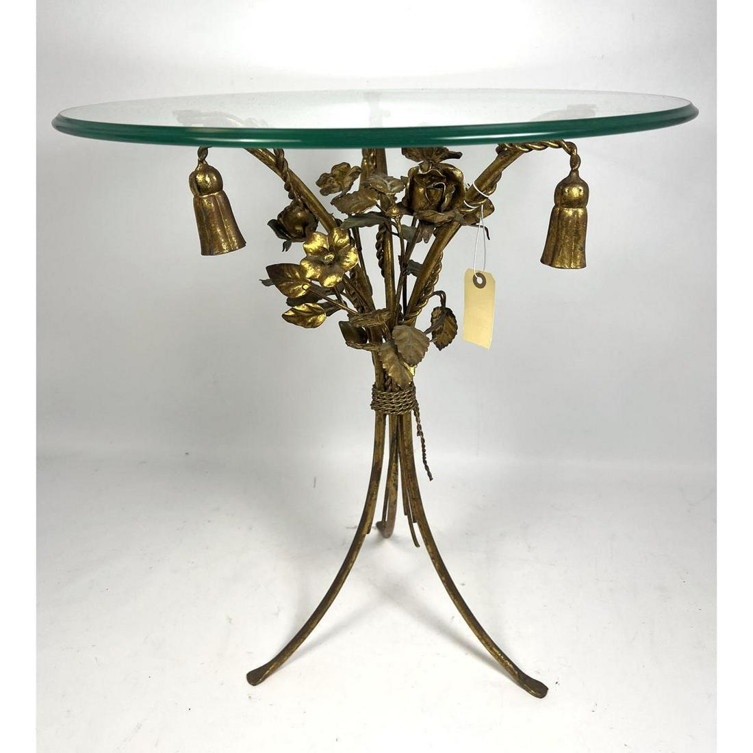 Italian Gilt Iron Side Table Glass Top. (1 of 6)