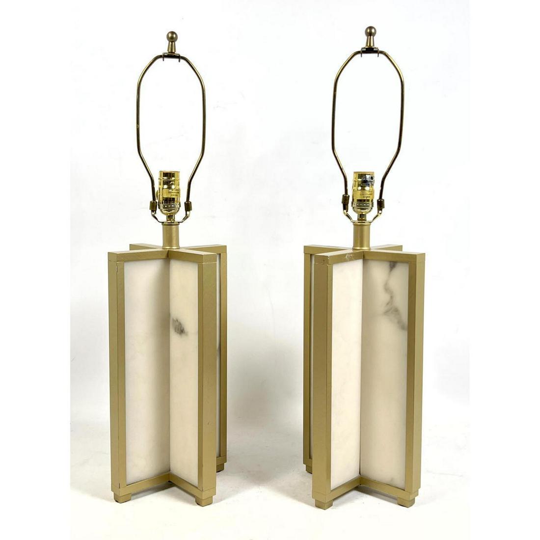 Pair Contemporary Jean Michel Frank style lamp.: Pair Contemporary Jean Michel Frank style lamp. Dimensions: H: 27 inches: W: 8 inches: D: 8 inches ---