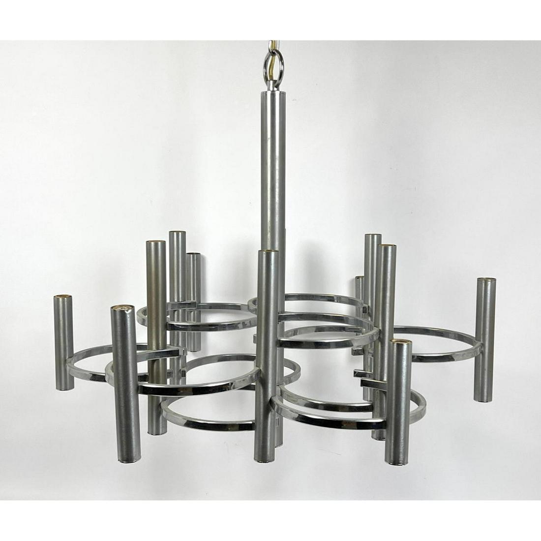 Modernist Chrome GAETANO SCIOLARI Chandelier.  Chrome L (1 of 9)