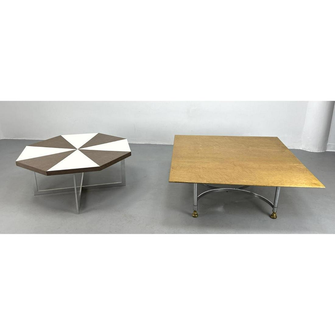 2pc Modernist Chrome Base Coffee Tables.  1). Chrome X (1 of 20)