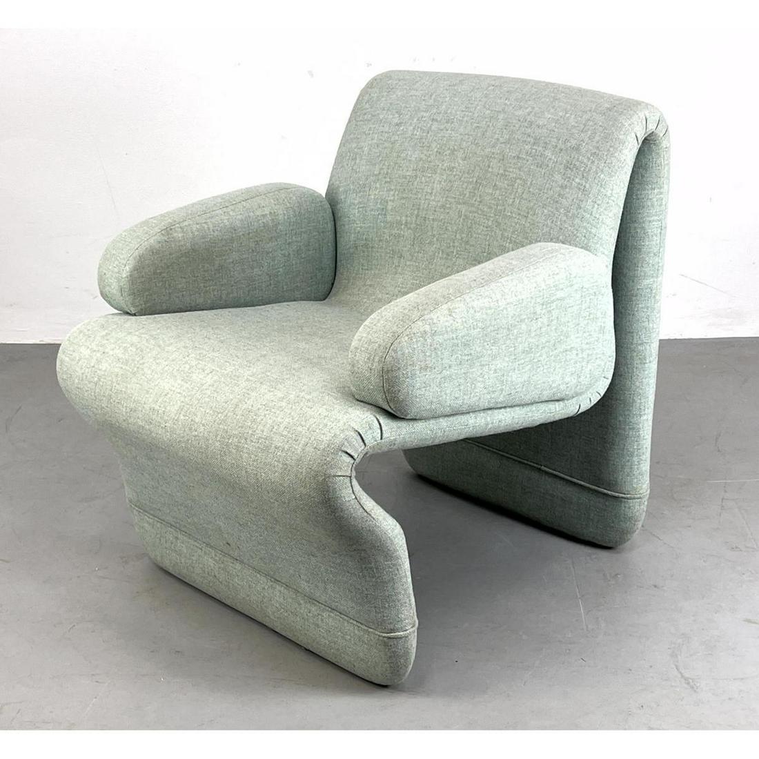 Modernist Fully Upholstered Lounge Chair. Fabric Arms. (1 of 11)