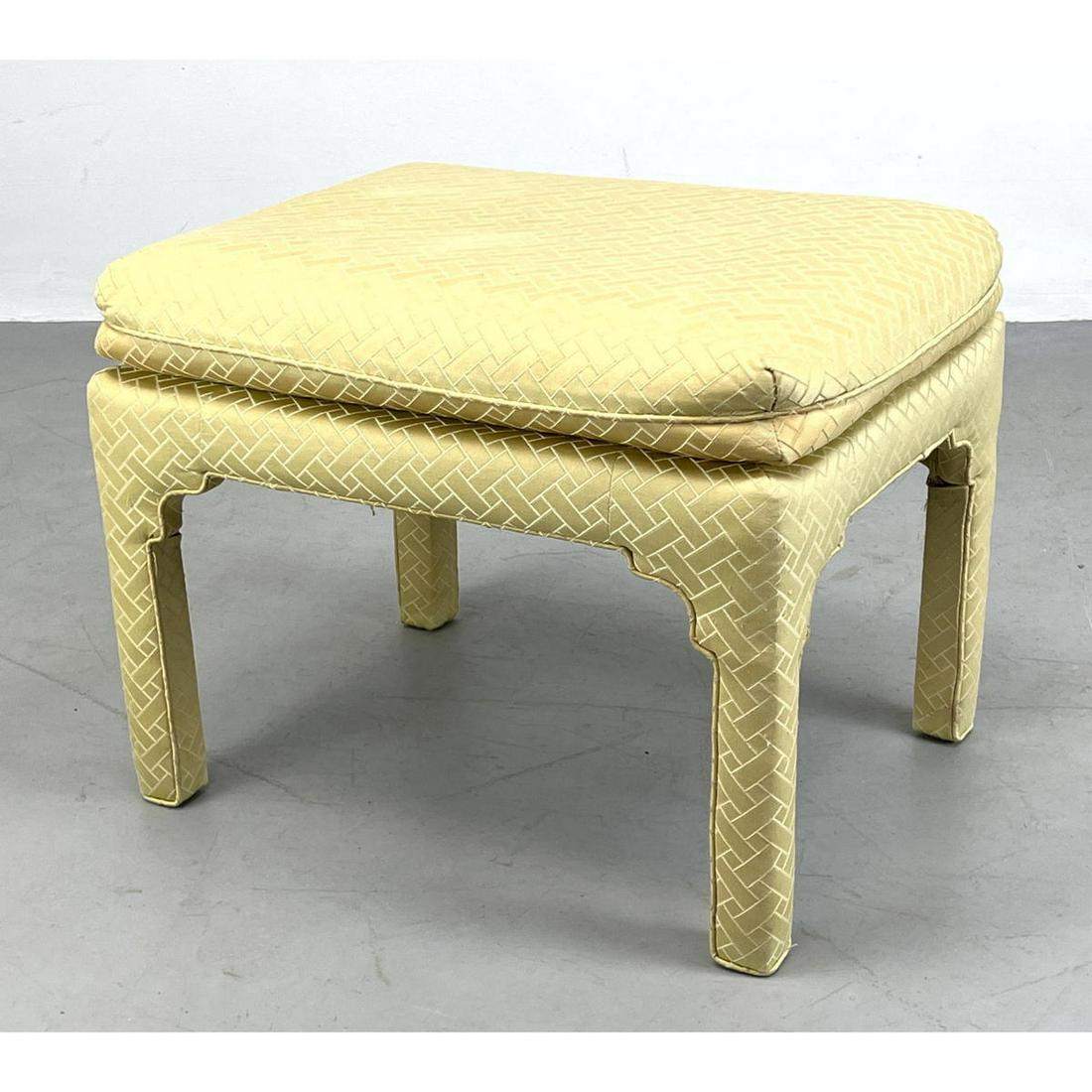 Decorator upholstered bench with gold interlocking patt (1 of 10)