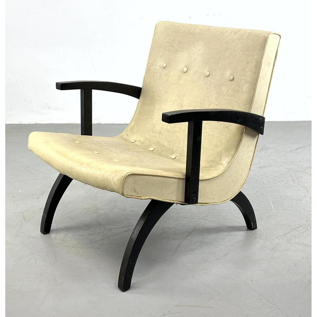 Milo Baughman Style Scoop Lounge Chair with Arms. Black (1 of 9)