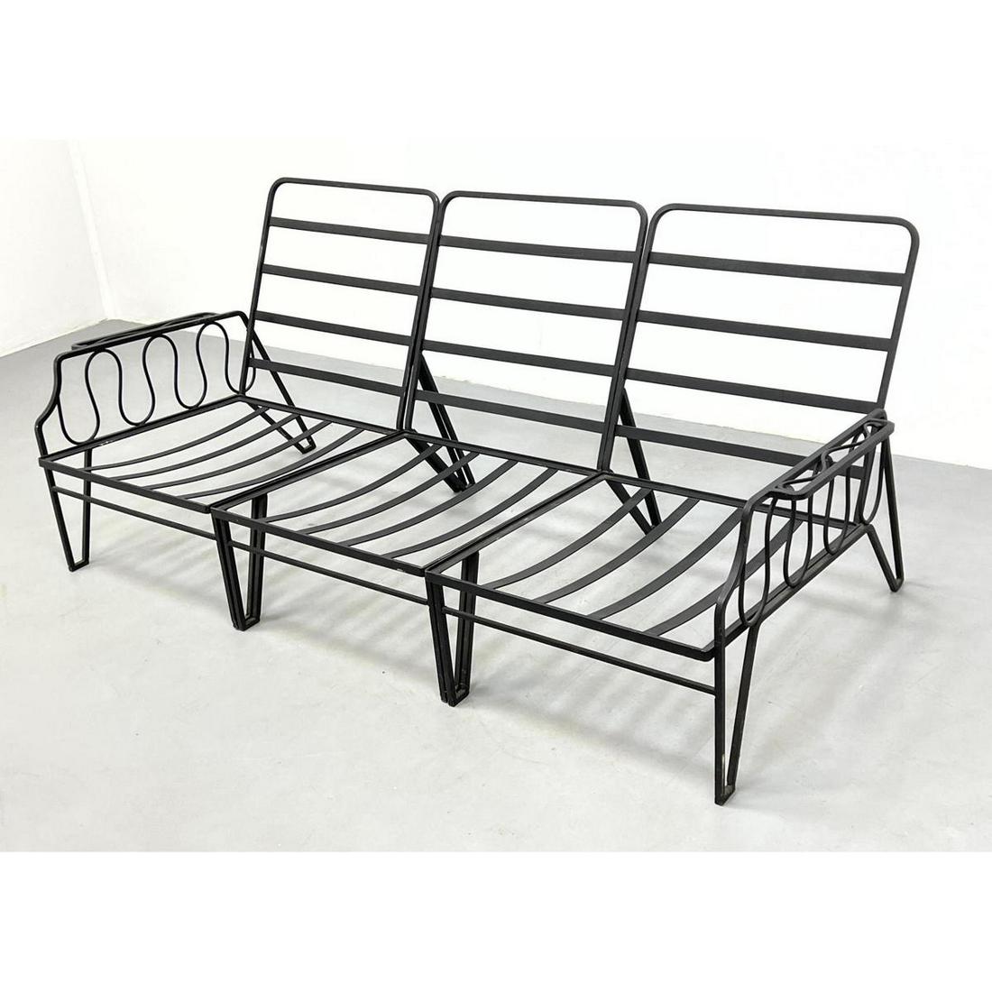 3pc Black Iron Outdoor Chair Set.  One armless chair. T (1 of 13)