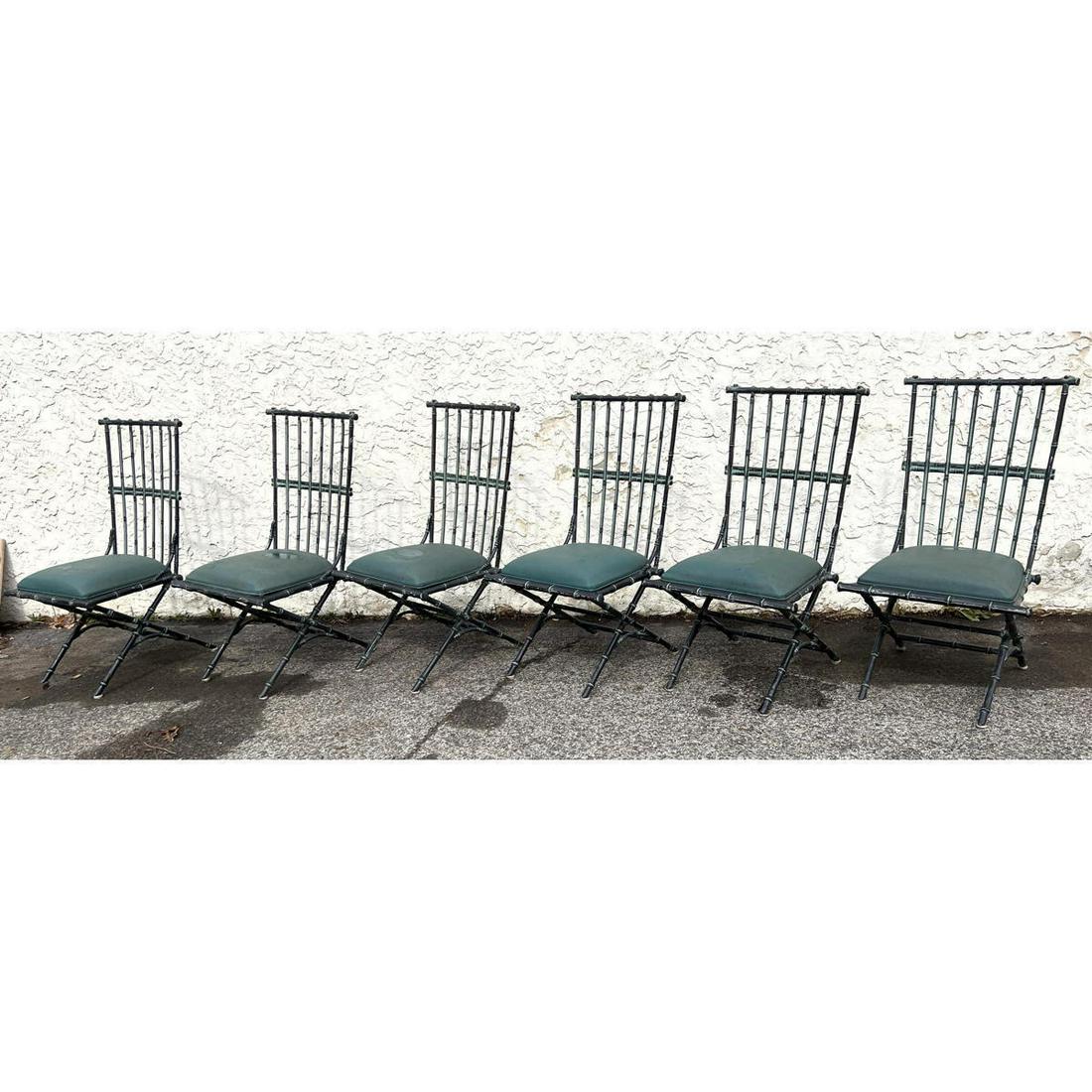 Set 6 Cast aluminum faux bamboo dining chairs. Tropiton (1 of 5)