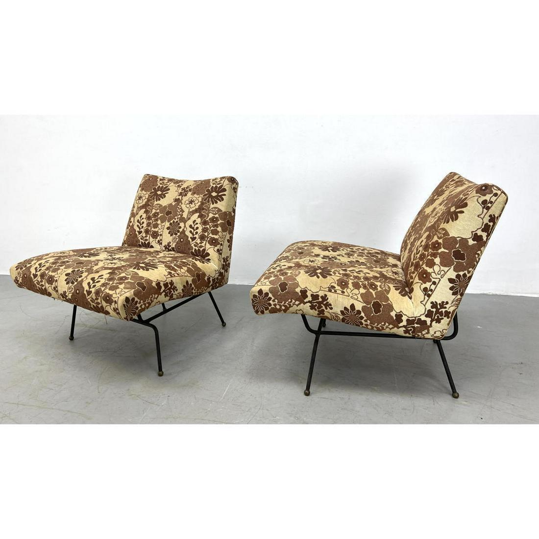 Pair DAN JOHNSON Lounge Chairs. Black Iron Leg Lounge C (1 of 9)