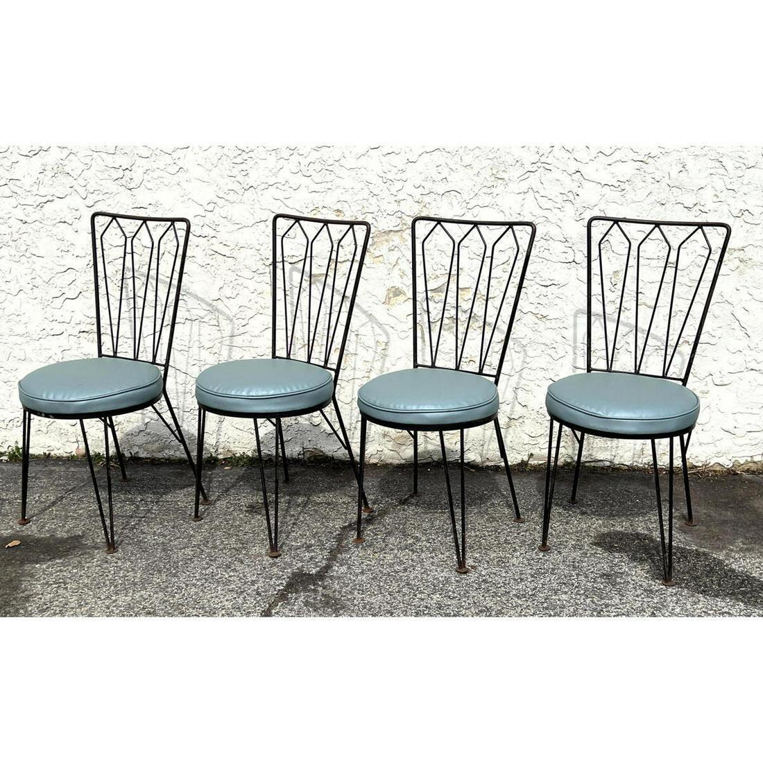 Set 4 Frederick Weinberg Style Chairs. Wrought iron pat (1 of 5)