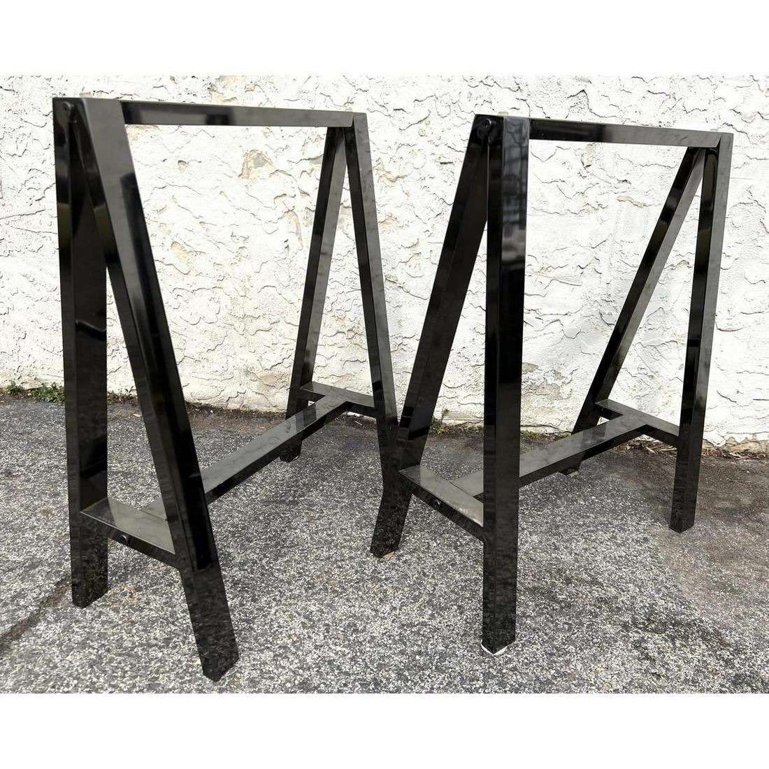WEST ELM Gun Metal Saw Horse Bases (for desk or table).: WEST ELM Gun Metal Saw Horse Bases (for desk or table). Label. Dimensions: H: 29 inches: W: 24 inches: D: 11.5 inches ---
