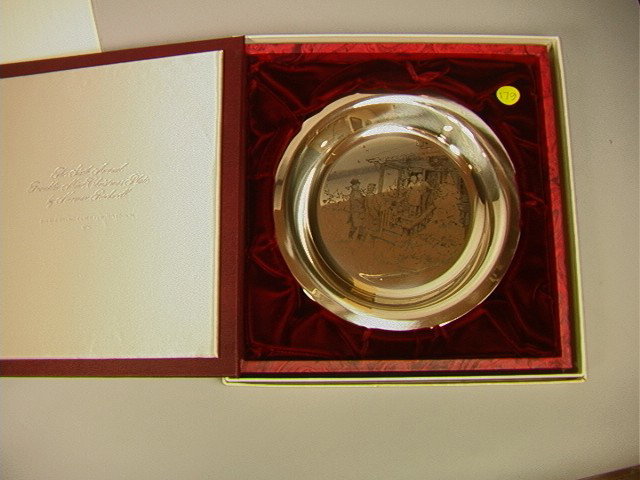 FM Norman Rockwell STERLING Plate 1975. Ltd Edit: FM Norman Rockwell STERLING Plate 1975. Ltd Edit Sterling Christmas Plate by Franklin Mint. "Home for Christmas". The Seventh Annual Plate. In original box with paperwork. -- Dimensions: --- Weight: 5