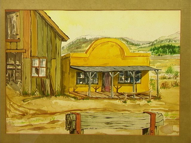 Conrad Buff Watercolor Painting Dated 56. Wester: Conrad Buff Watercolor Painting Dated 56. Western scene. Conrad Buff (1886-1975). Framed under glass.-- Dimensions: Image Size: H: 13 inches: W: 18.75 inches --- US Shipping charge: Pick up or shippin