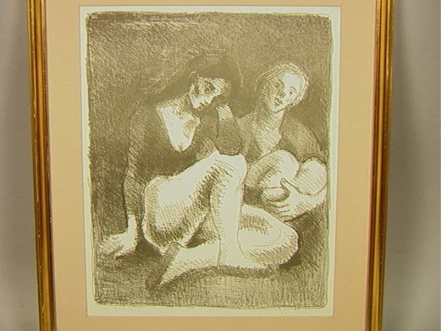 MOSES SOYER (American) Lithograph. Two Women Seat: MOSES SOYER (American) Lithograph. Two Women Seated. Signed, 68/150./ -- Dimensions: H: 15.5 inches: W: 13 inches --- Condition (General): Framed under Glass. Excellent condition. Please contact us wi