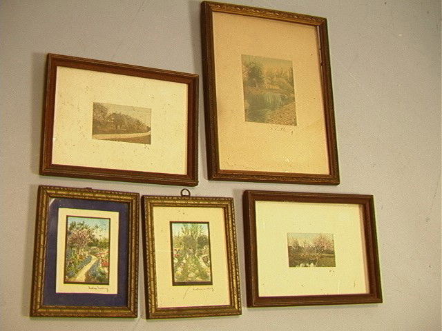 5 Miniature WALLACE NUTTINGS. Exteriors. 2 Very: 5 Miniature WALLACE NUTTINGS. Exteriors. 2 Very colorful garden scenes. Largest image: 3.75 x 3.25.-- Dimensions: --- Condition (General): Excellent condition. Framed under Glass. Please contact us wi