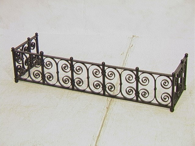 Vintage Iron Fire Fender with Scroll Design.: Vintage Iron Fire Fender with Scroll Design.-- Dimensions: H: 9.5 inches: W: 42 inches: D: 12 inches --- Condition (General): Very Good Condition. Please contact us with specific questions about condi